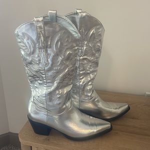 Silver Metallic Cowboy Boots